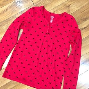 Scottie scottish dog long sleeve pajama top cotton medium Christmas red